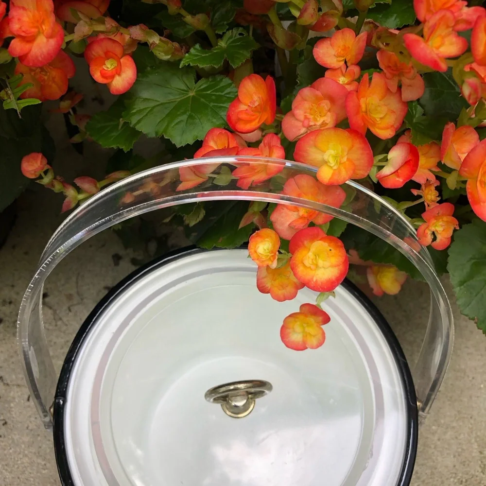 Vintage Georges Briard PATENT and LUCITE Ice Bucket. MCM 70’s shiny